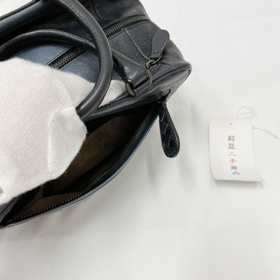 莉亞精品♡ BV 漸層藍牛皮手提包 二手美包-4