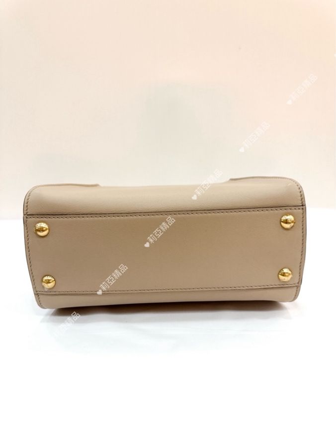 莉亞精品♡ Fendi Mini peekaboo 灰 金扣 手提 斜背包 二手美包-7