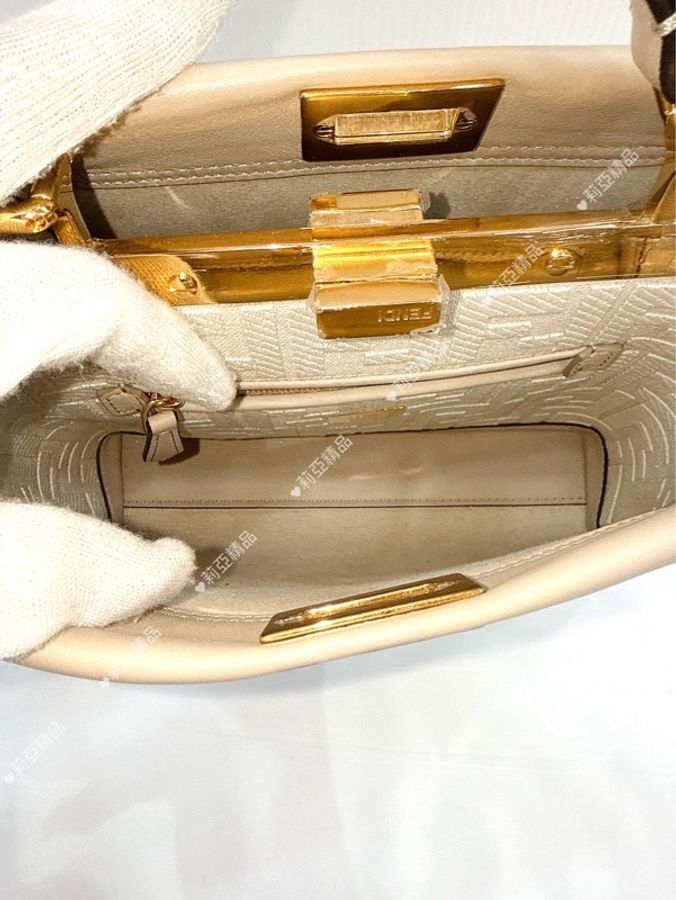 莉亞精品♡ Fendi Mini peekaboo 灰 金扣 手提 斜背包 二手美包-12