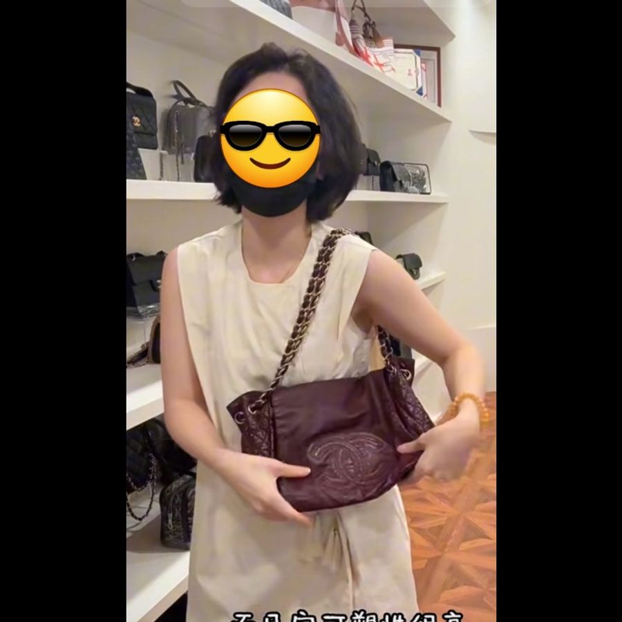 Chanel 香奈兒酒紅色hobo油蠟塗層機場包(小號)-4