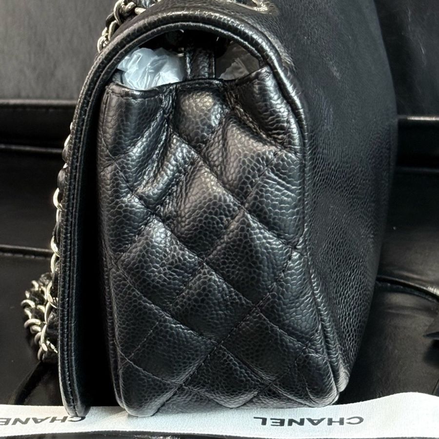 Chanel 荔枝皮單肩斜挎包,雙C大logo,24.5*11*15.5-5