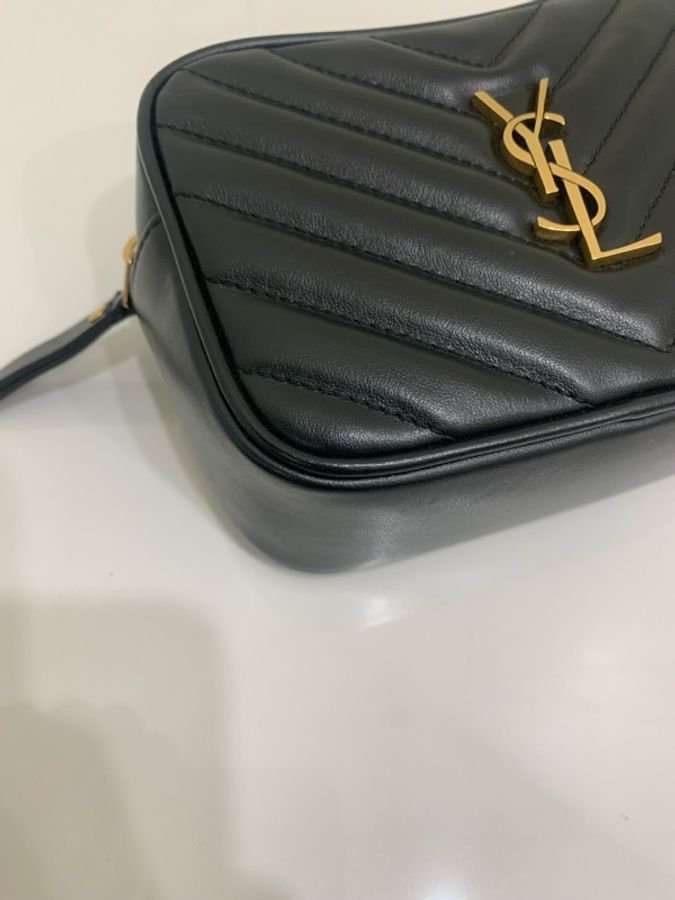 聖羅蘭/YSL 黑金牛皮流蘇相機包-5