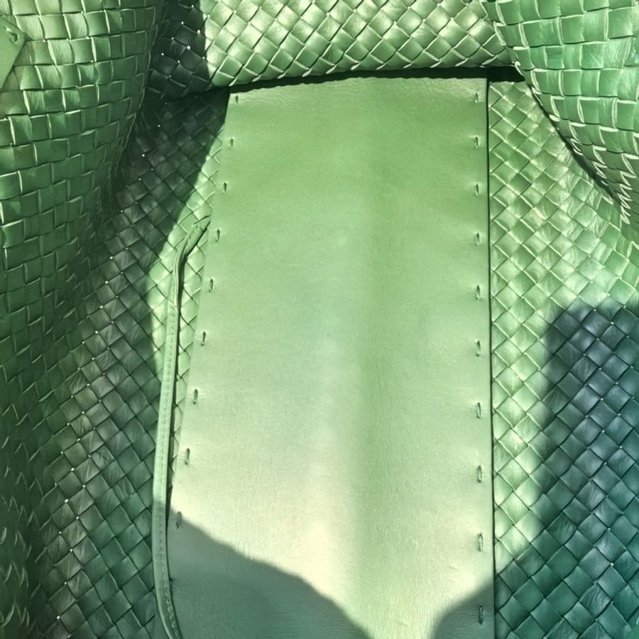 💚BV 葆蝶家中號cabat 手提包單肩包托特包 編制菜籃子 綠色-7