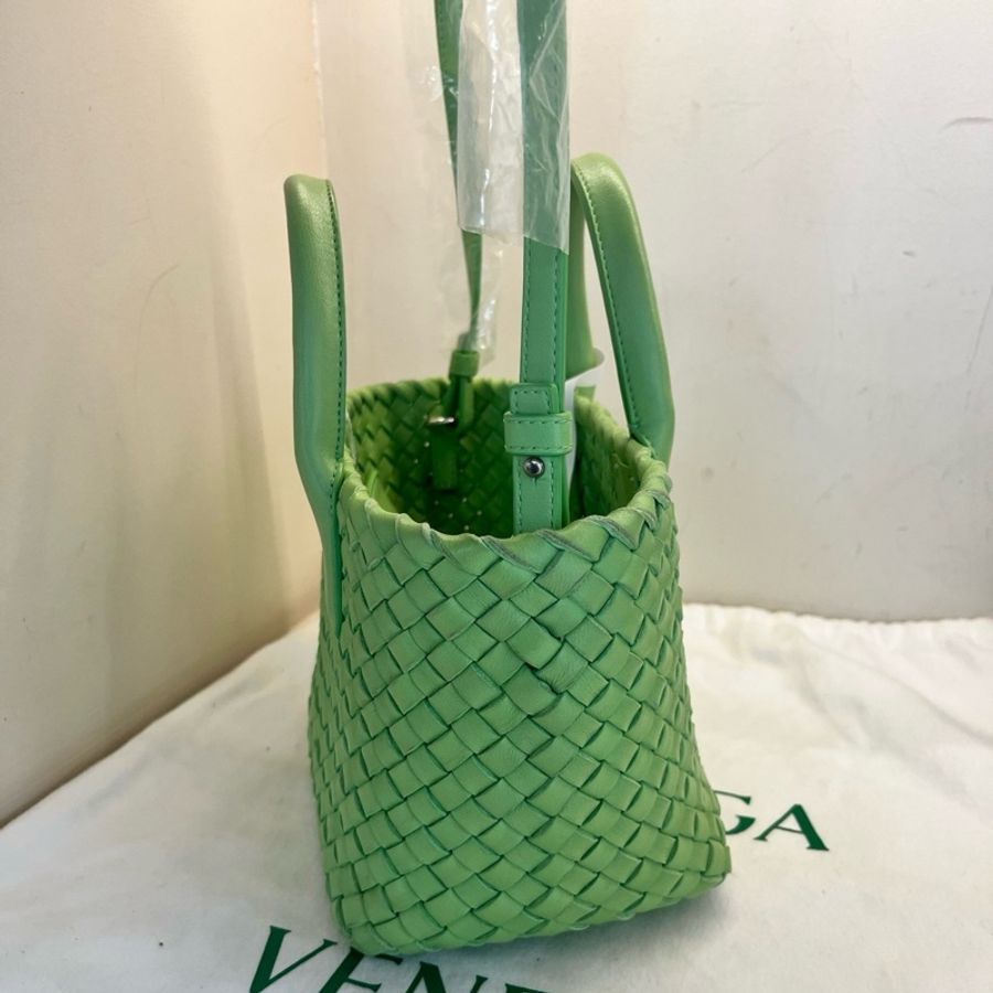 💚BV Bottega Venetta/葆蝶家 迷你cabat托特包菜籃子編織手提包斜挎包-3
