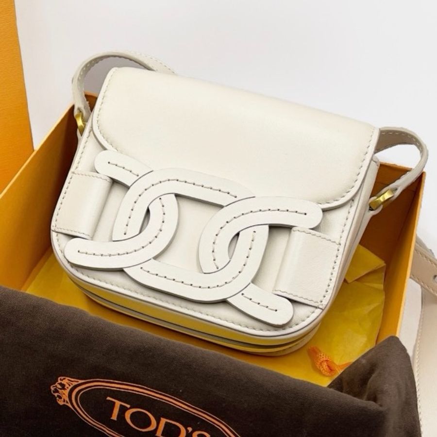 TOD'S 白色全皮經典側背包斜背包-1