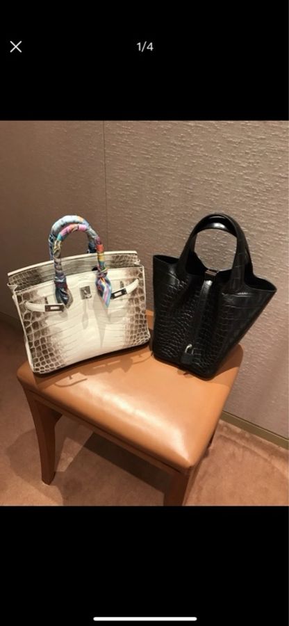 Hermes爱马仕 菜篮子Picotin18 黑银 雾面方块鳄鱼-5
