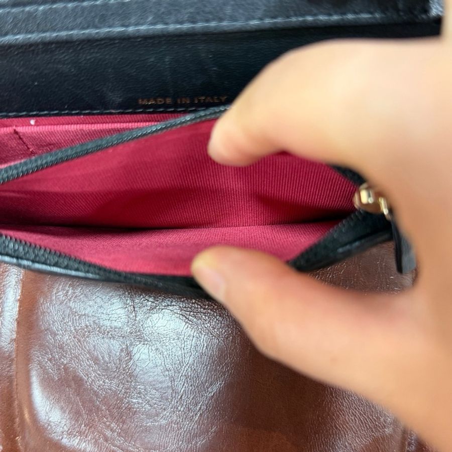 CHANEL 香奈兒 19bag woc mini 鏈條包 黑金菱格紋羊皮-12