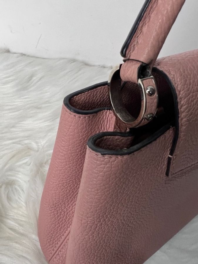 Lv/路易威登Capucines bb 97新CAP粉色全皮手提單肩斜挎包-7