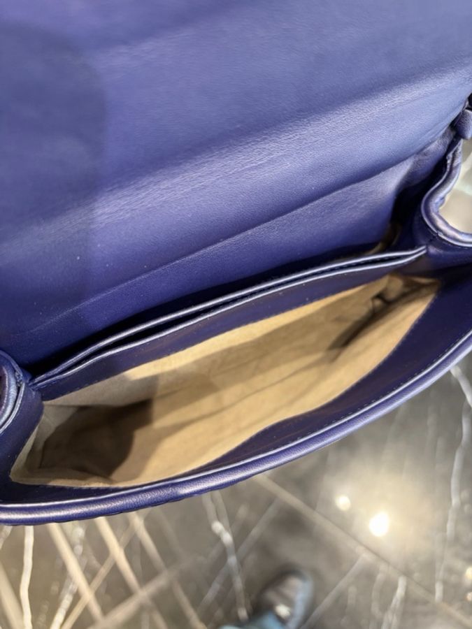 99新Bottega Veneta 葆碟家Olimpia小號藍色編織鏈條包-5