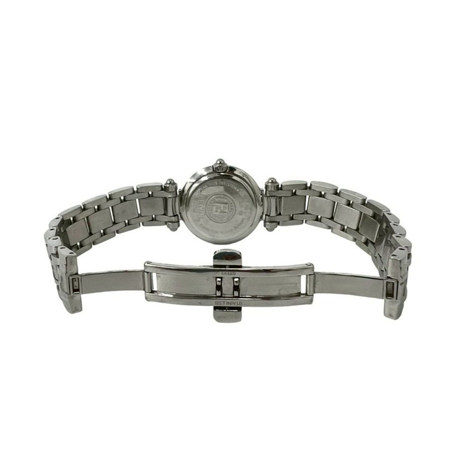 FENDI 750L Orologi FF Logo 不銹鋼石英錶,銀色/黑色,39005-8