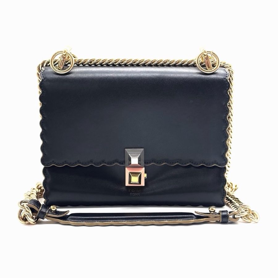 ✨FENDI 黑金 KANI 波浪風琴手提斜背包✨-6