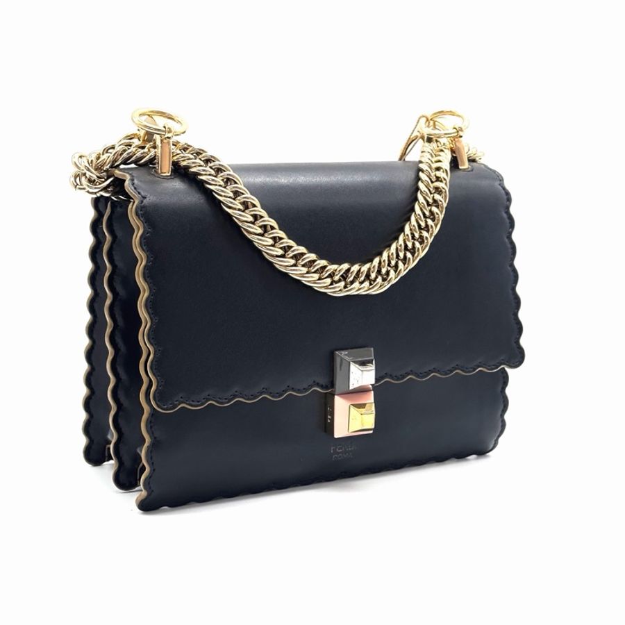 ✨FENDI 黑金 KANI 波浪風琴手提斜背包✨-9