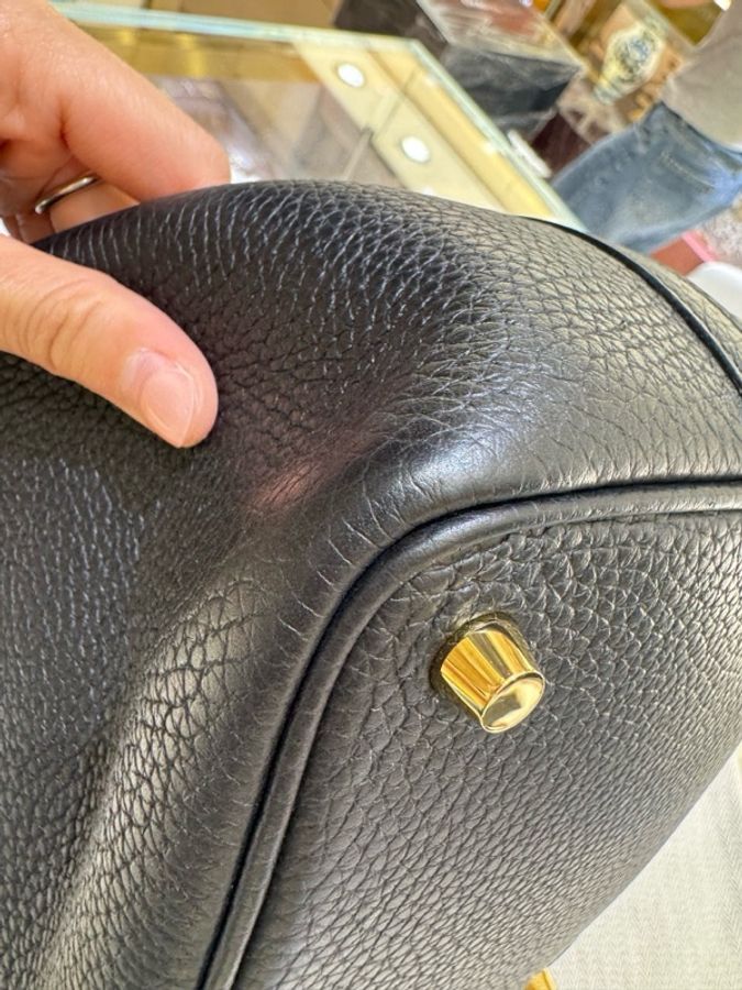 Hermès 愛馬仕菜籃子18黑金 Y刻  有鎖無鑰匙-8