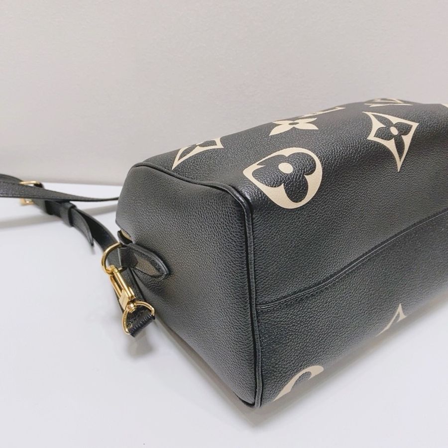 🖤 LOUIS VUITTON Speedy 25 黑白大Logo Monogram Empreinte 牛皮手提斜背包 🖤-5