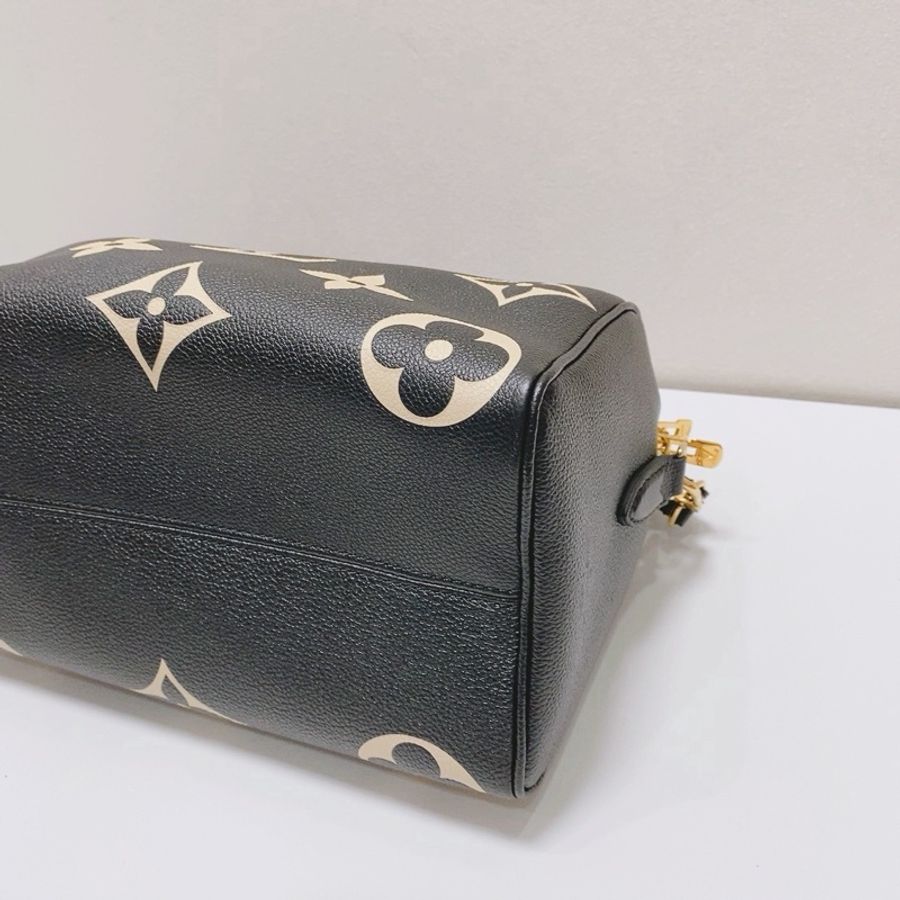 🖤 LOUIS VUITTON Speedy 25 黑白大Logo Monogram Empreinte 牛皮手提斜背包 🖤-10