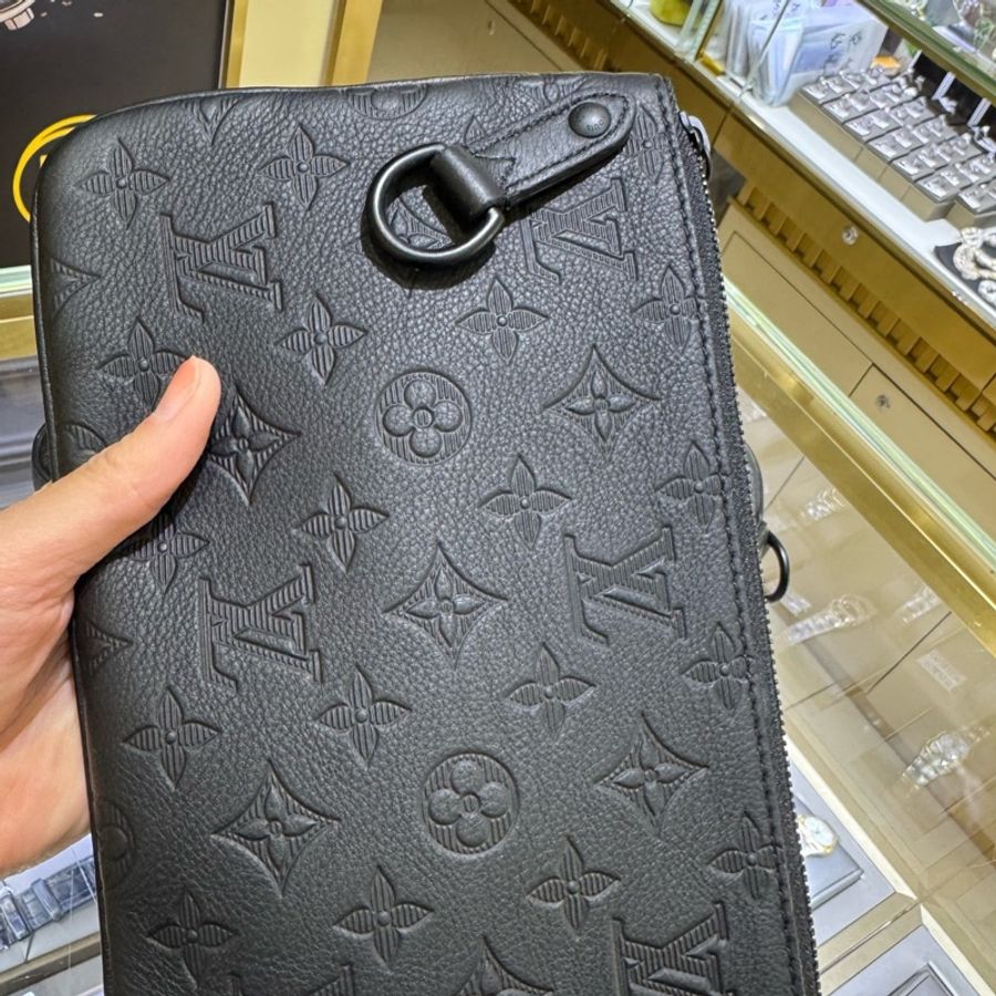 Louis vuitton 路易威登 Trio全皮黑色壓紋三合一郵差包  缺小子包-5