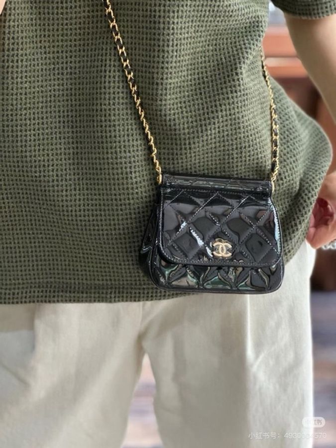 🖤 CHANEL 黑金漆皮元寶鏈條包 🖤-1