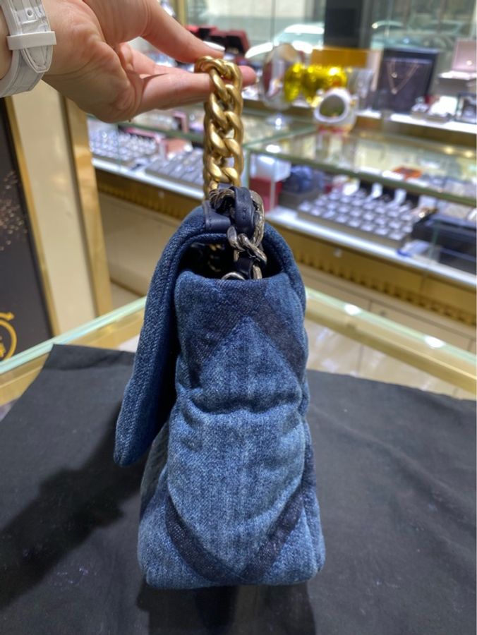 Chanel 香奈兒19bag單寧小號 牛仔丹寧19bag 芯片款-2