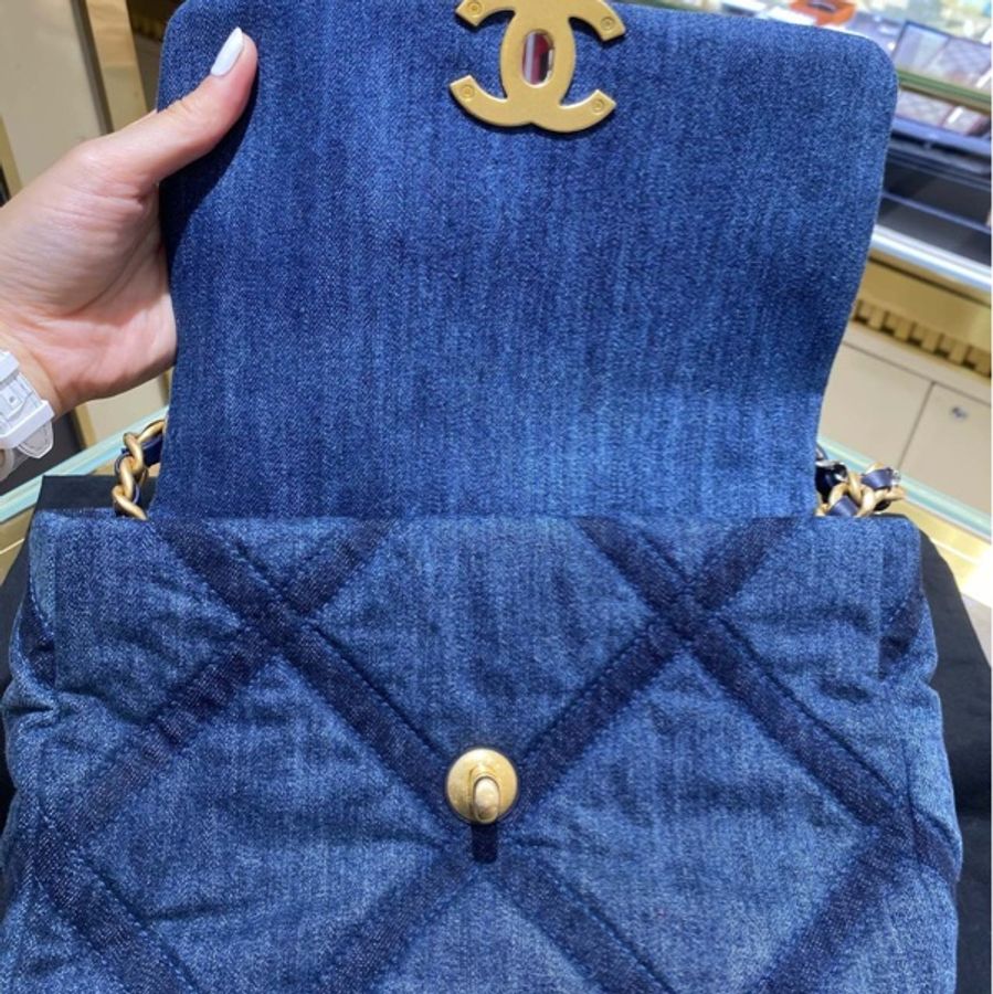 Chanel 香奈兒19bag單寧小號 牛仔丹寧19bag 芯片款-6