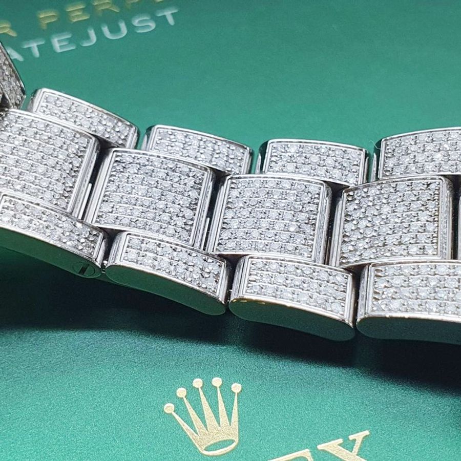 【大眾名錶】 Rolex 勞力士126300 Datejust 2025/01卡 全場焦點 後加彩虹鑽圈 精鑲滿天星鑽面 彩虹時標 後加全鑽帶 B1411-6