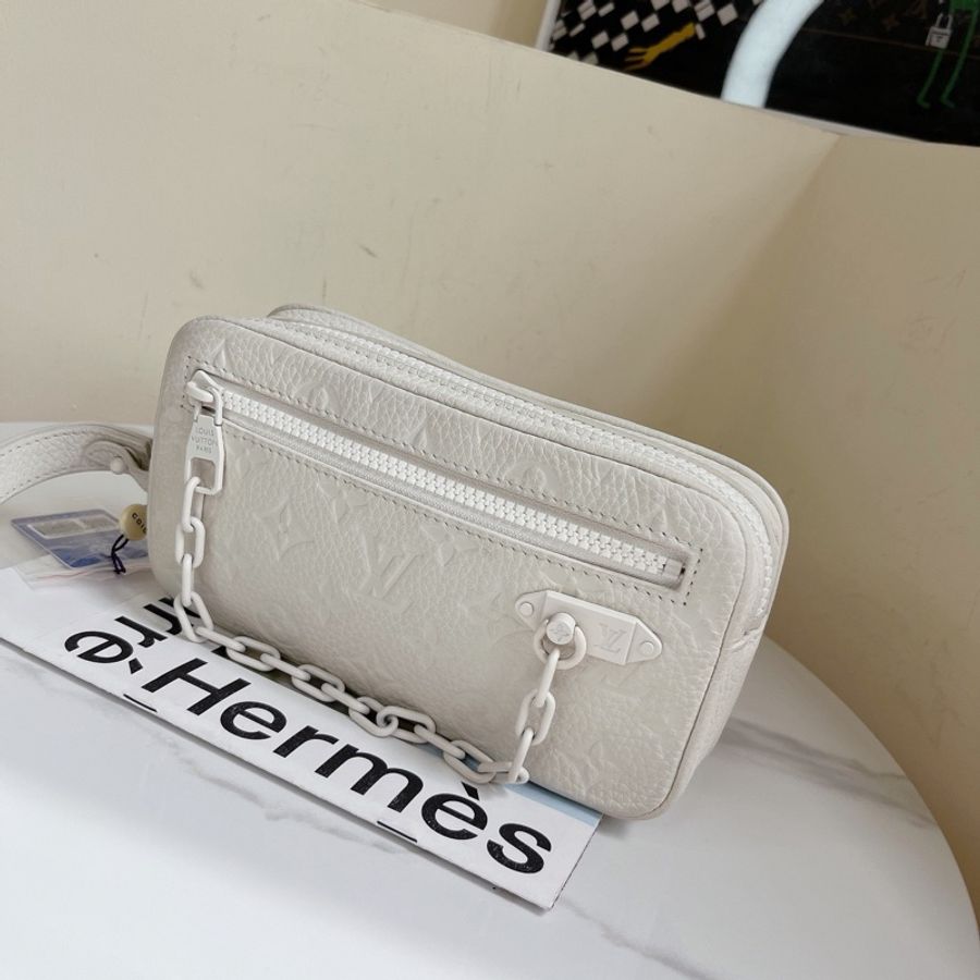 Louis Vuitton 路易威登 白色全皮壓紋virgil手拿包 男女同款 尺寸21*12-1