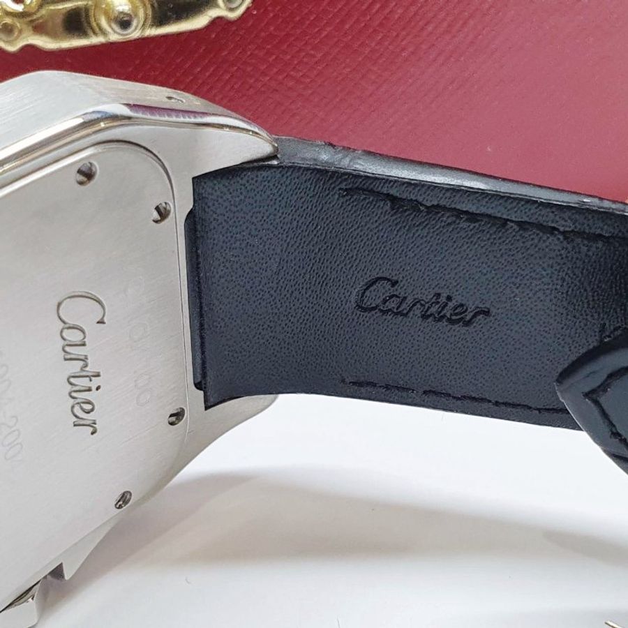 【大眾名錶】CARTIER卡地亞 W20076X8 山度士系列 大型款 白羅馬面盤 原廠帶扣 錶徑38x51mm 自動上鍊 B1414-7