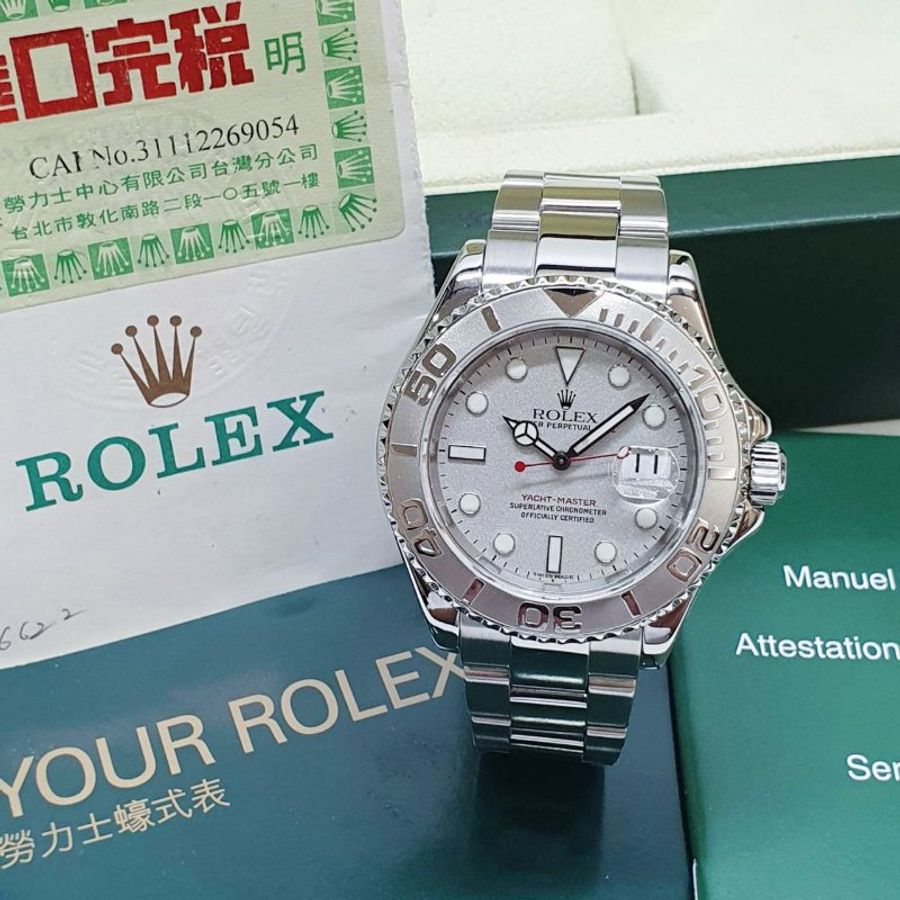 【大眾名錶】 ROLEX勞力士 16622 Yacht-Master 遊艇名仕 停產絕版 PT950鉑金面盤/錶圈 台灣保單 錶徑40mm 自動上鍊 B1415-3