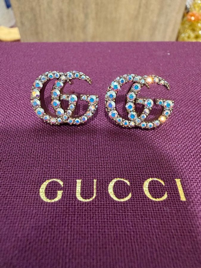 Gucci 水鑽logo耳環-3