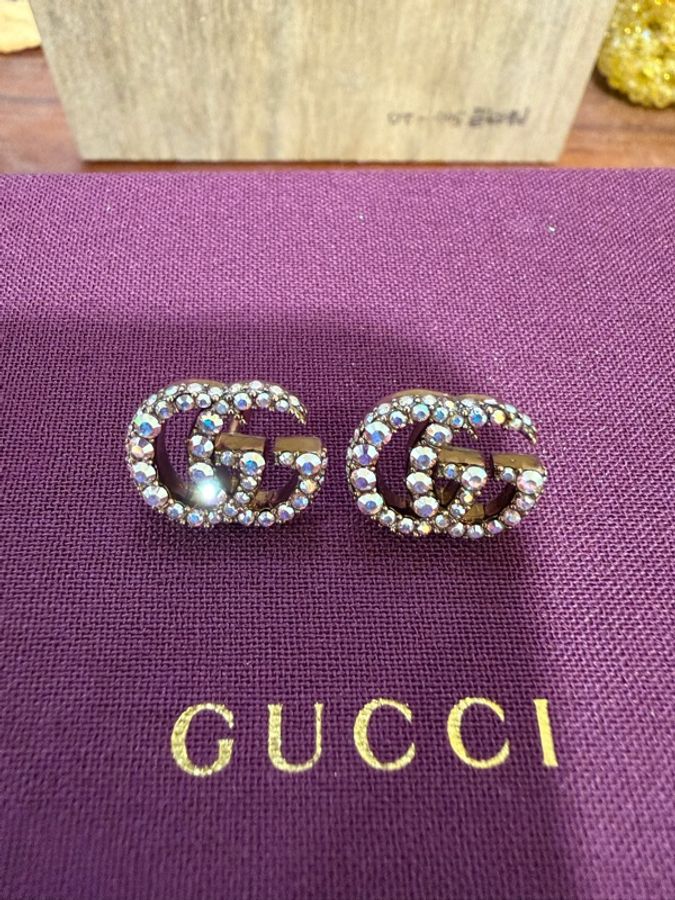 Gucci 水鑽logo耳環-4