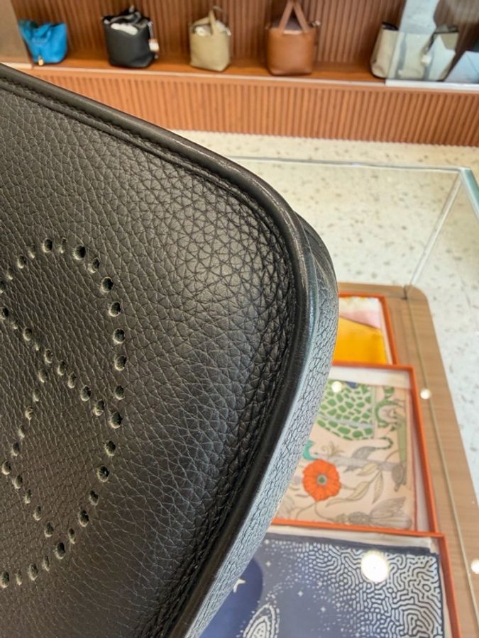 Hermès 愛馬仕 黑銀Mini evelyne伊芙琳(U刻)塵袋-7