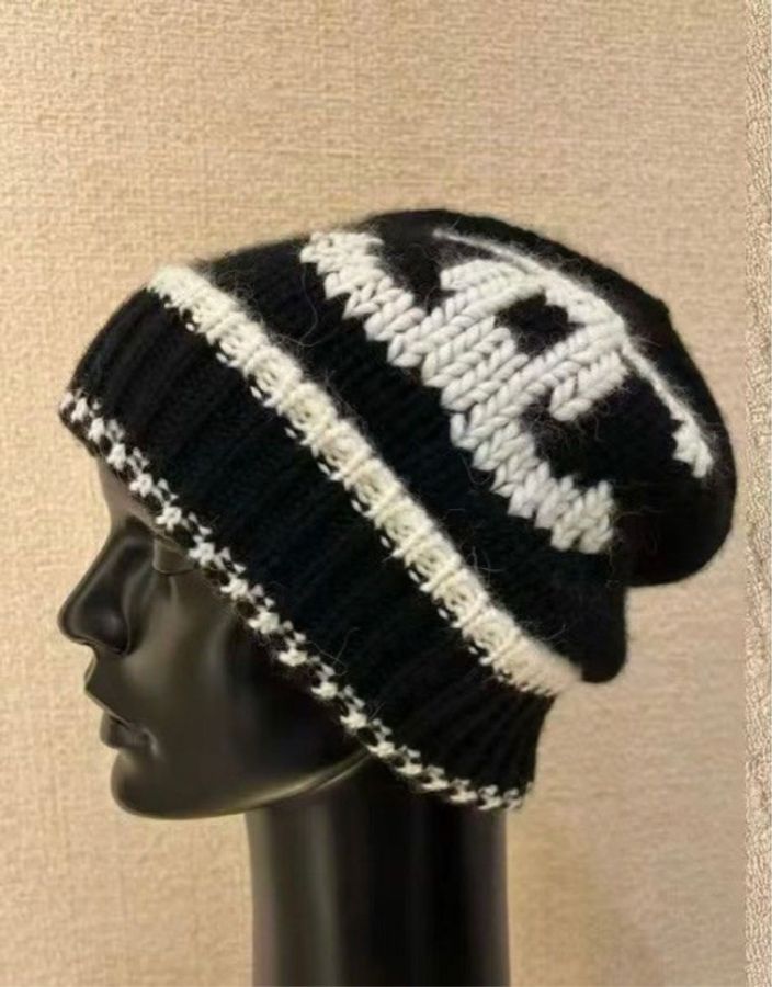 Chanel 26A 雙C Logo 針織冷帽-1