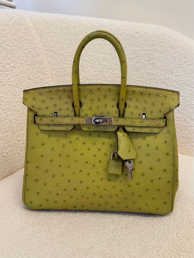 愛馬仕 Hermès 茴香綠鴕鳥皮 BK25,尺寸 25x20x13 cm,框K刻,附鎖頭+鑰匙-30