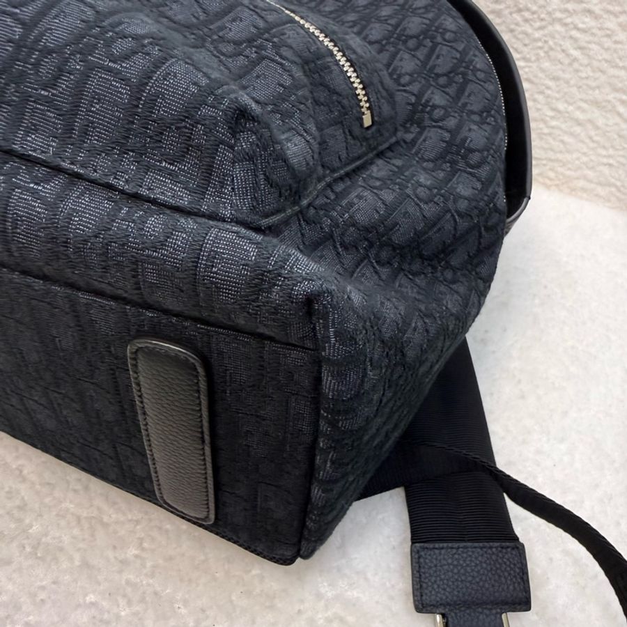 Dior 黑色oblique 緹花布Rider 後背包-12