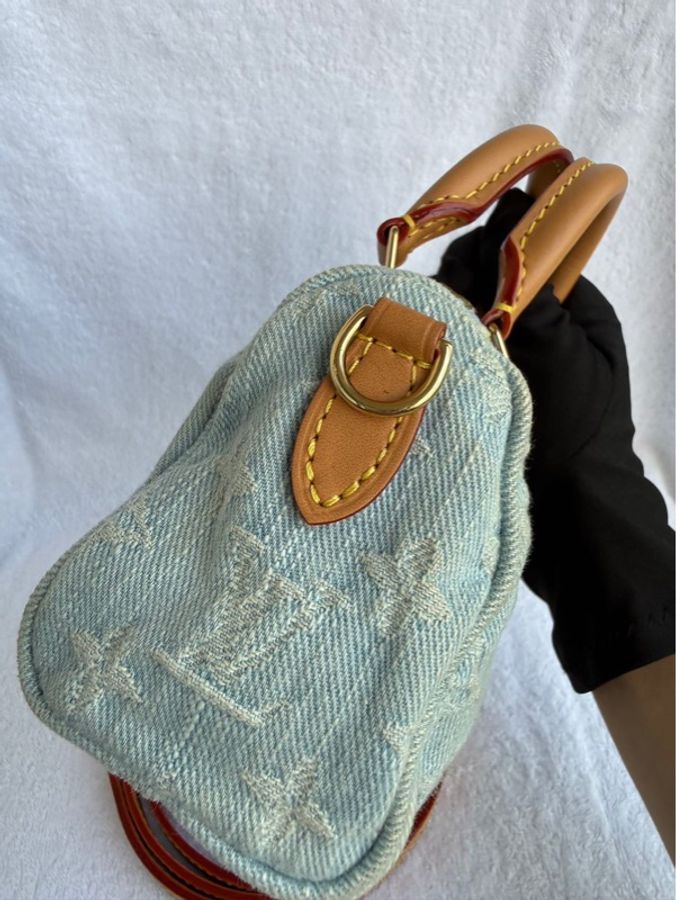 路易威登 Louis Vuitton Speedy Nano 丹寧牛仔包手提單肩包，超有鬆弛感的精緻小包，尺寸 16x10x7.5 cm-24