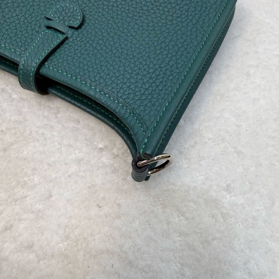 Hermes 雙色暈眩綠U4 拼桑給巴爾藍mini Evelyne-11