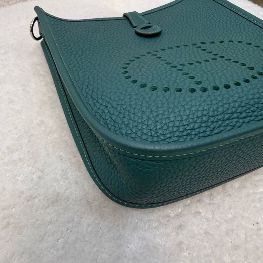 Hermes 雙色暈眩綠U4 拼桑給巴爾藍mini Evelyne-14