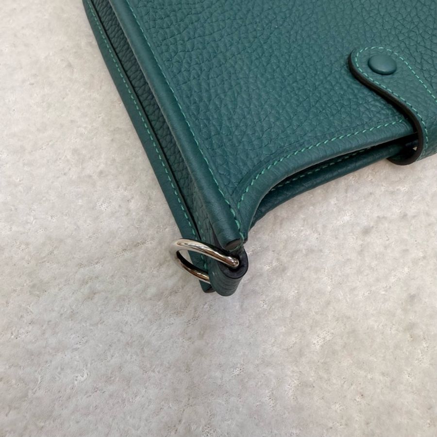 Hermes 雙色暈眩綠U4 拼桑給巴爾藍mini Evelyne-18