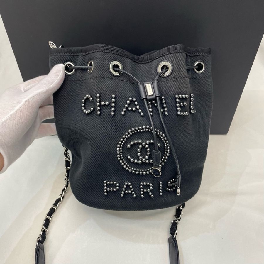Chanel香奈兒帆布水桶 有卡鐳射29開 🈚附件-0
