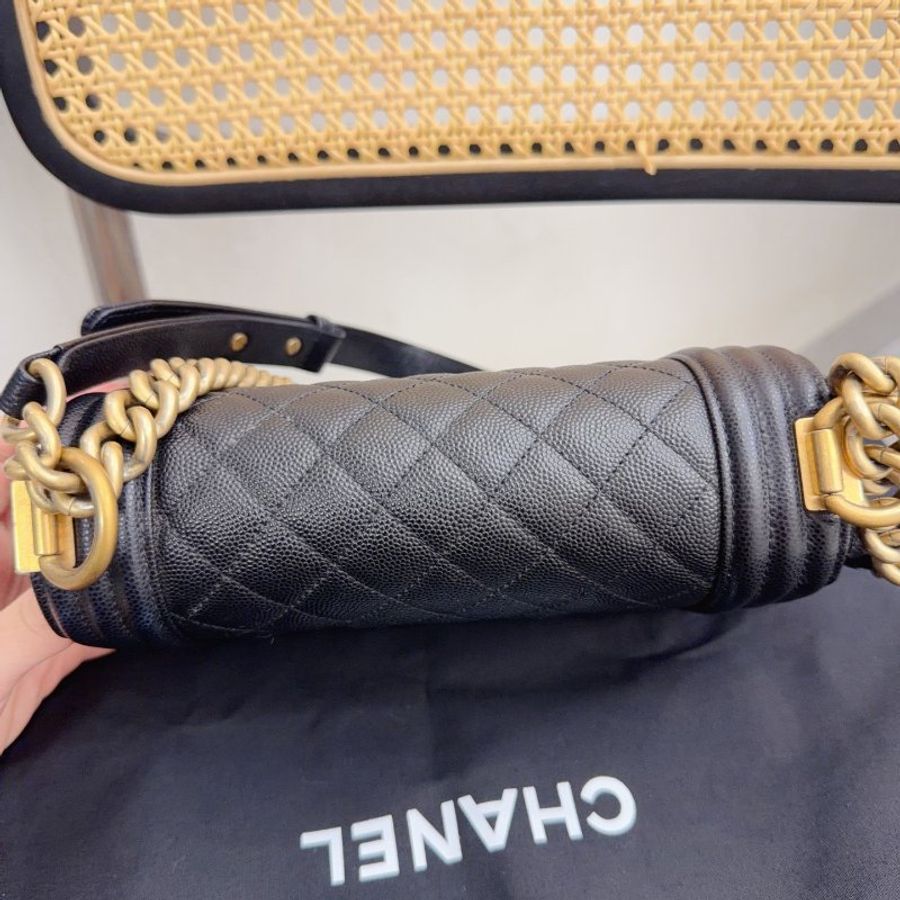 近新品 香奈兒/Chanel Leboy黑金荔枝牛皮小號鏈條包-2