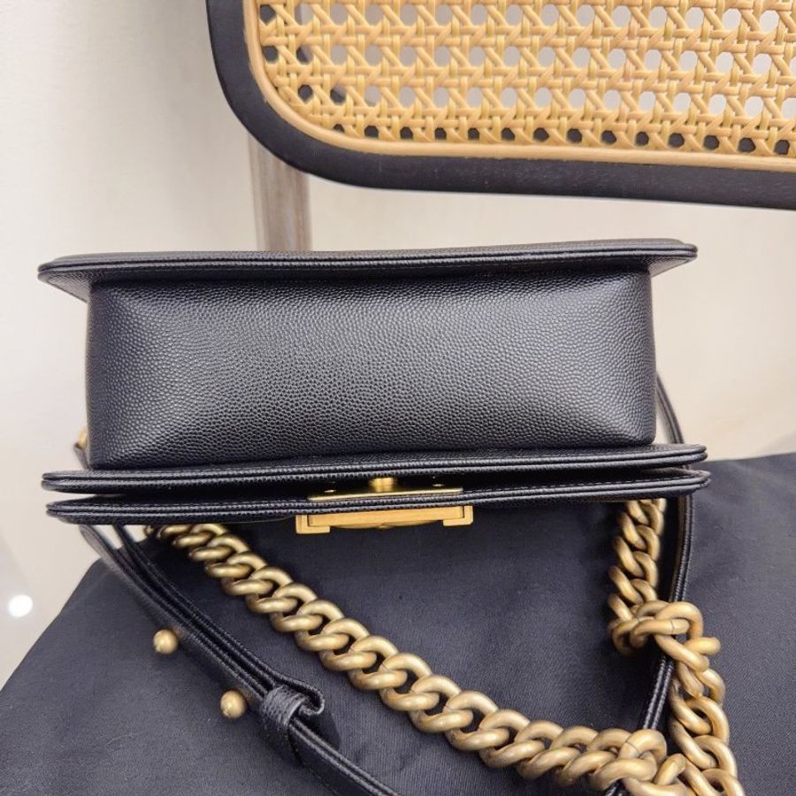 近新品 香奈兒/Chanel Leboy黑金荔枝牛皮小號鏈條包-3