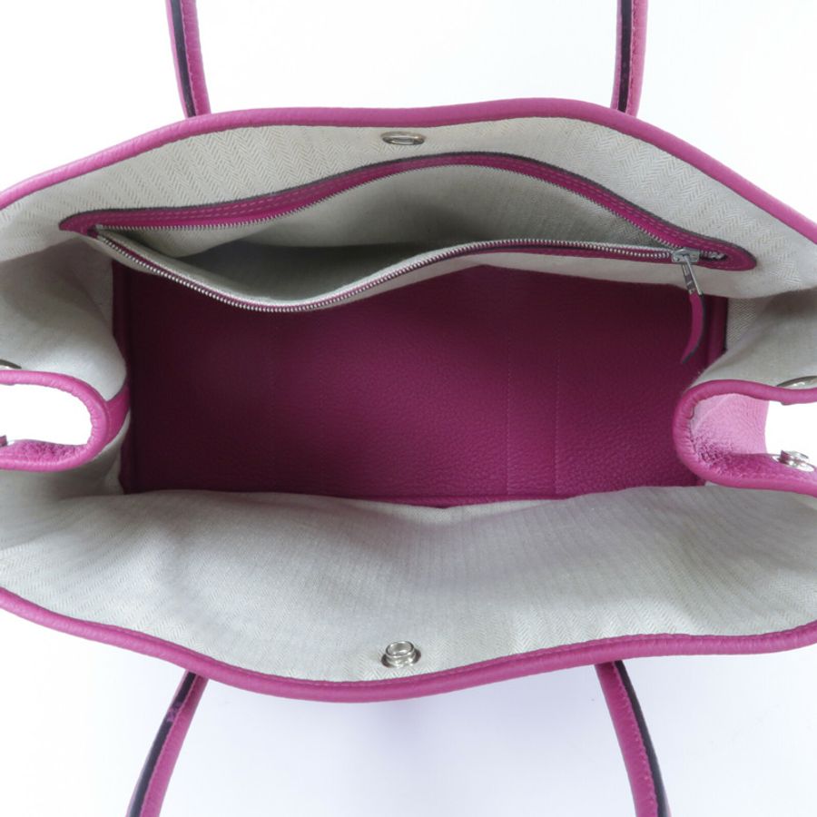 HERMES Country皮革Garden Party PM手挽袋Rose Pourpre-4