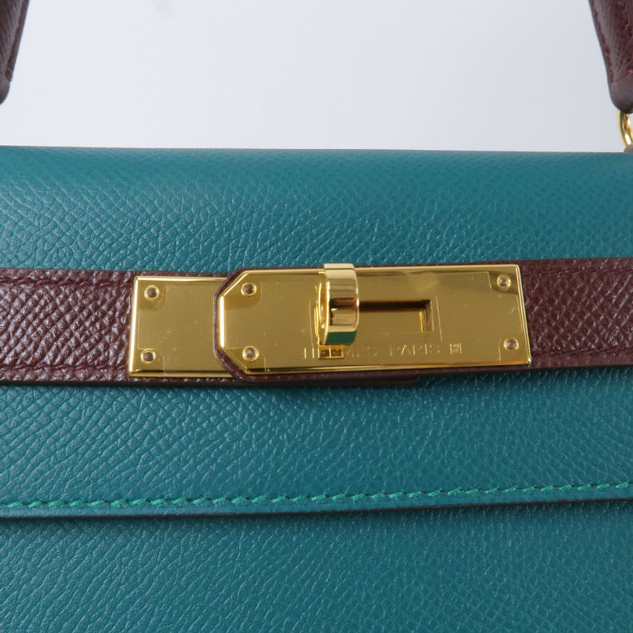 HERMES Epsom皮革Kelly 28 SPO手挽肩背兩用袋Malachite/Rouge Sell-6