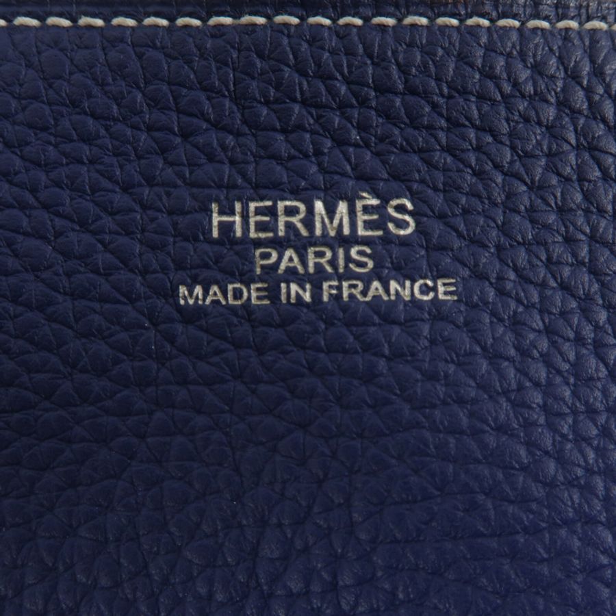 HERMES Clemence皮革Double Sens肩背袋Bleu Nuit/Bleu Izmir-5