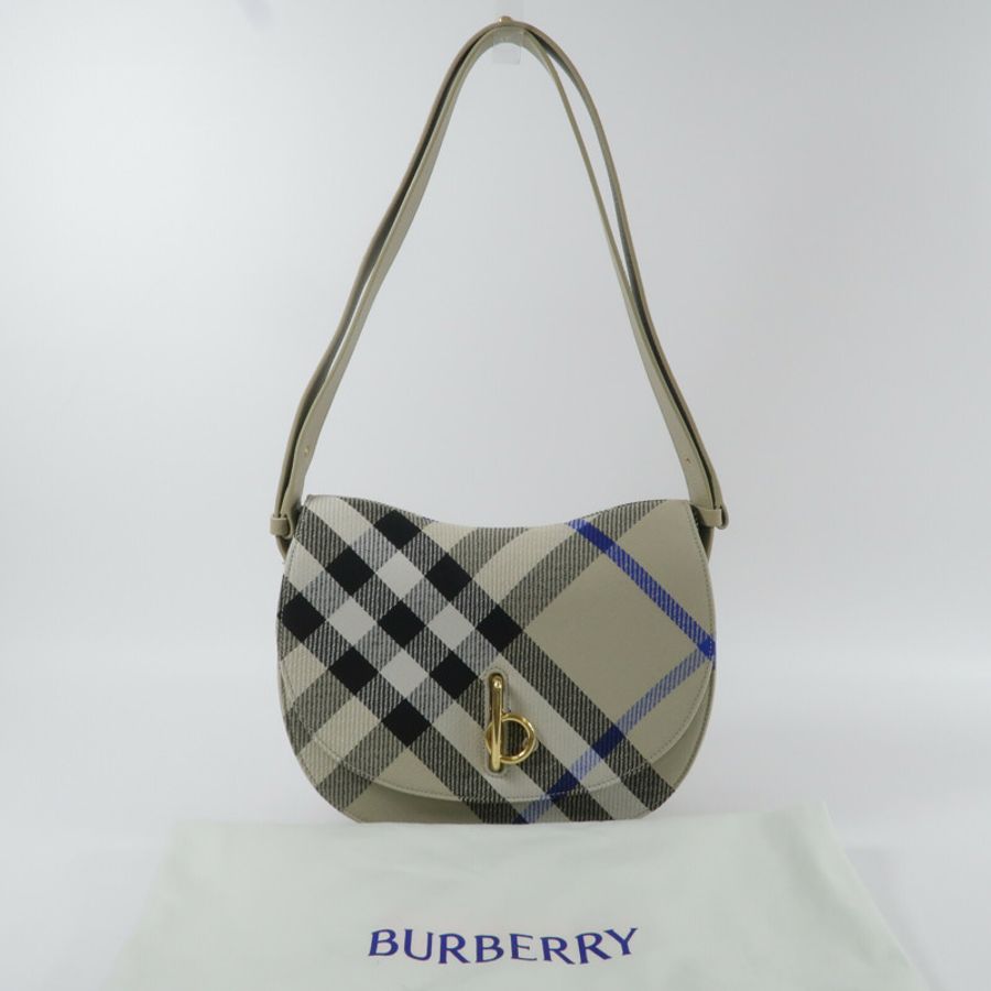 BURBERRY 帆布/牛皮皮革Rocking Horse Bag Medium肩背袋-9
