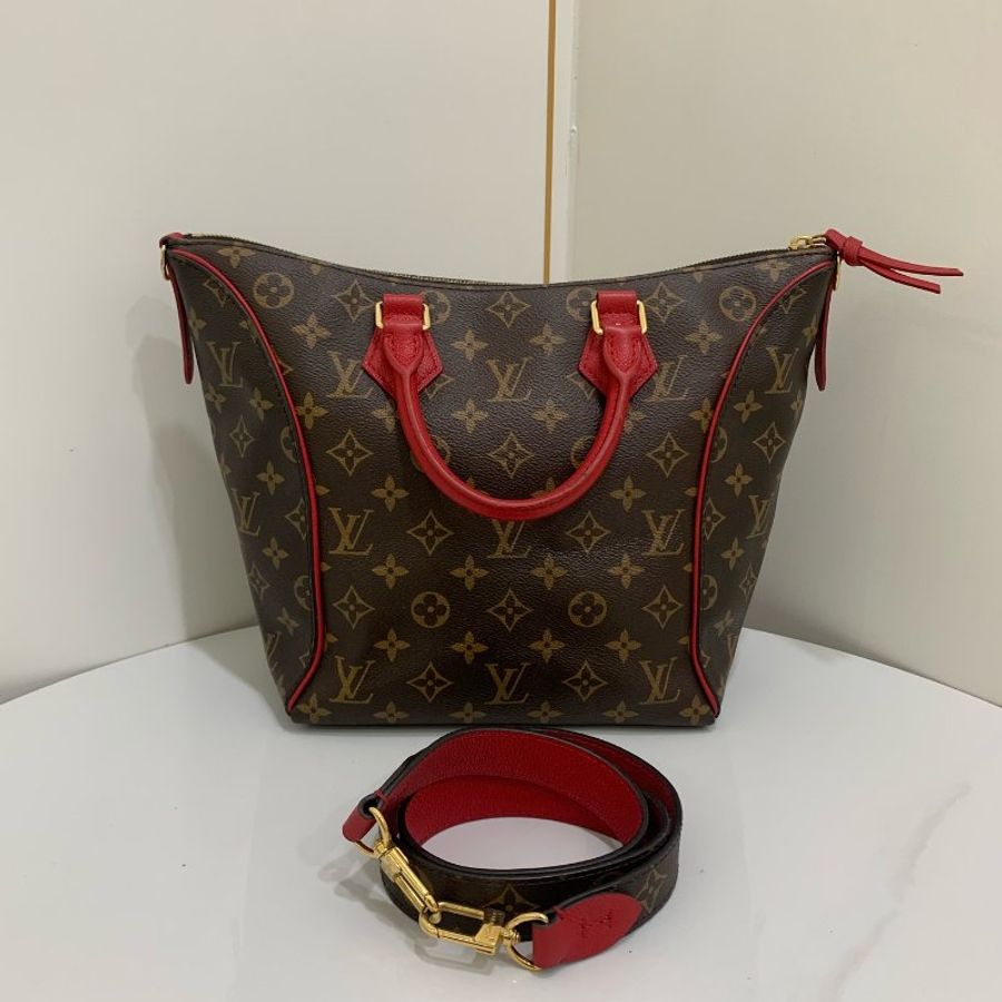 路易威登/Louis Vuitton Tournelle 紅拼老花笑臉托特包-1