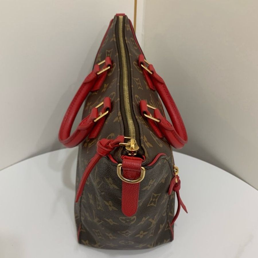 路易威登/Louis Vuitton Tournelle 紅拼老花笑臉托特包-4