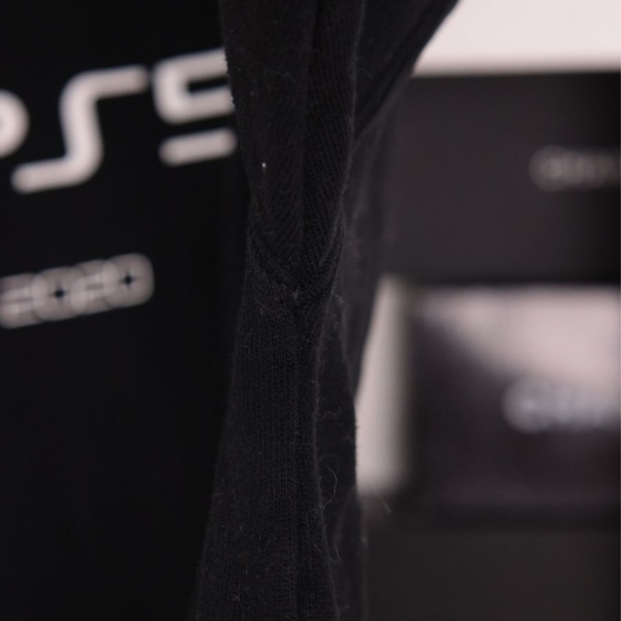Balenciaga x PS5联名黑色加绒连帽套头卫衣外套-25