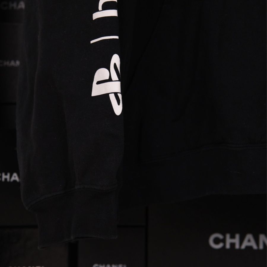 Balenciaga x PS5联名黑色加绒连帽套头卫衣外套-37