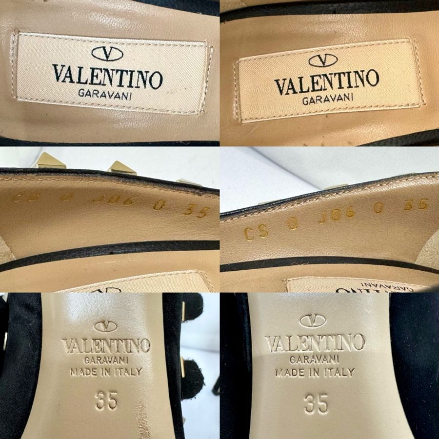 Valentino 范倫鐵諾 Rockstud 經典黑色麂皮 鉚釘高跟鞋 #35-4
