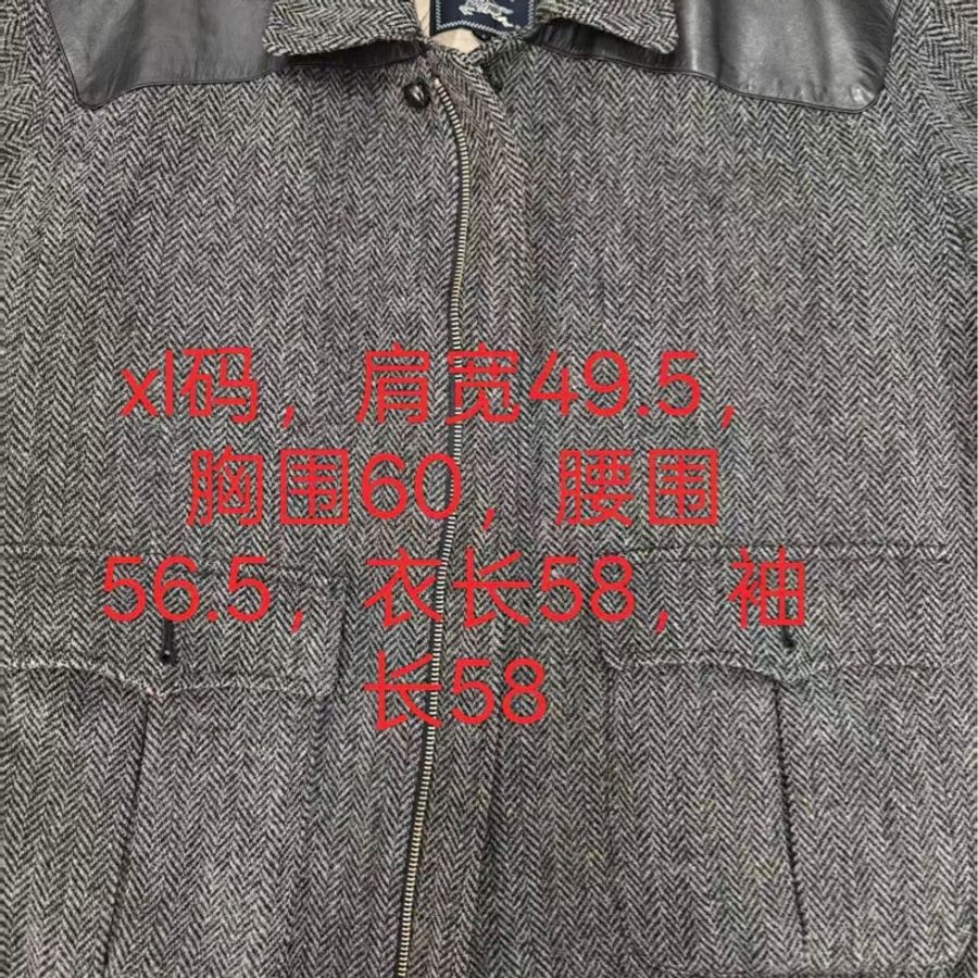 Burberry灰色羊毛斜纹加棉夹克上衣外套-12
